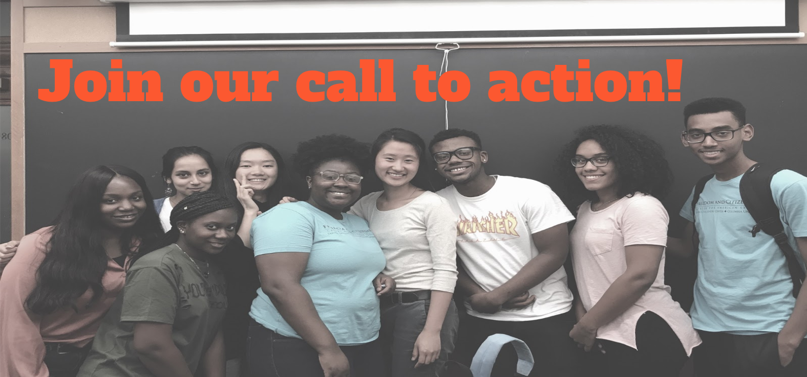 photo of students and call to action