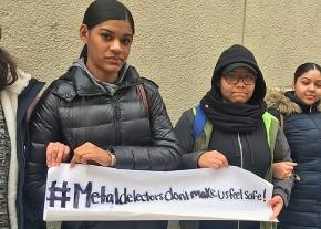 high school students protest metal detectors