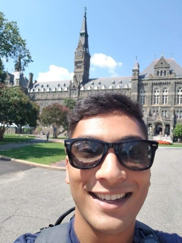 Ridwan Meah on Georgetown's campus Ridwan on Georgetown's Campus