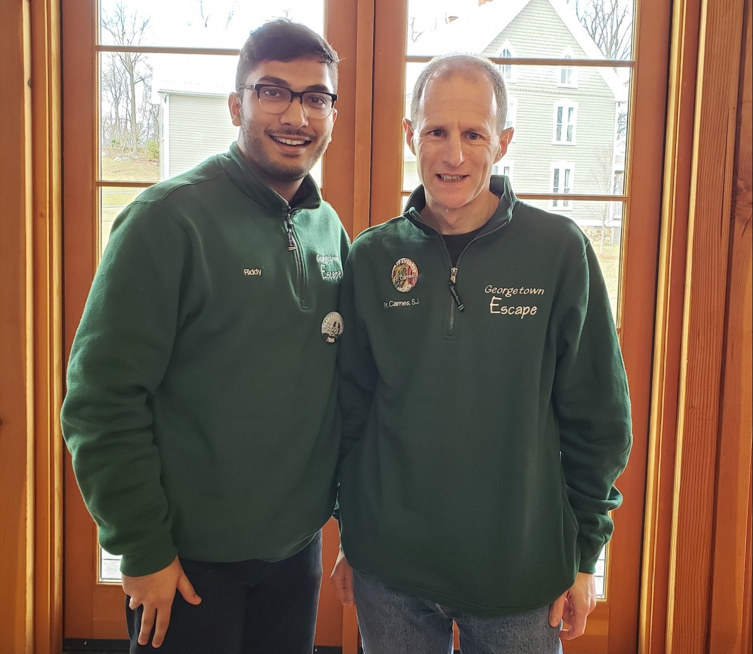 Ridwan and Father Matt Carnes on a Georgetown retreat