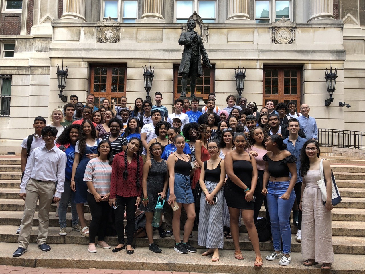 students in front of hamilton