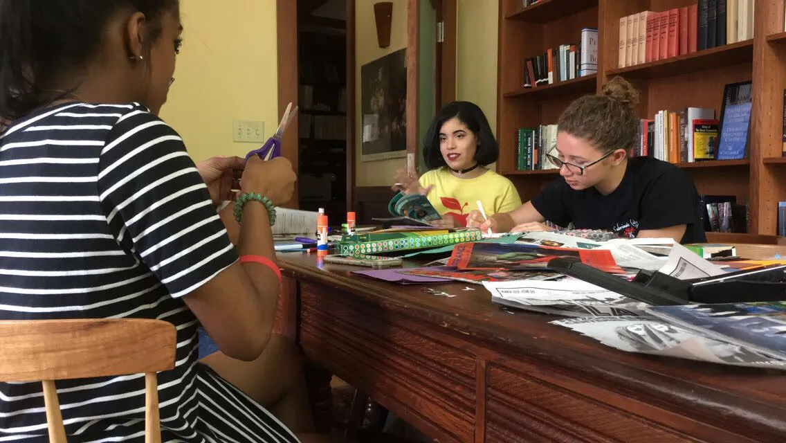 Students making collages