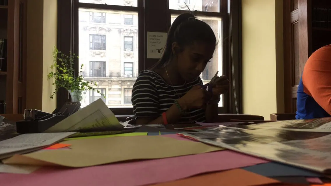 Students making collages