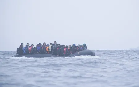 Refugees on a boat