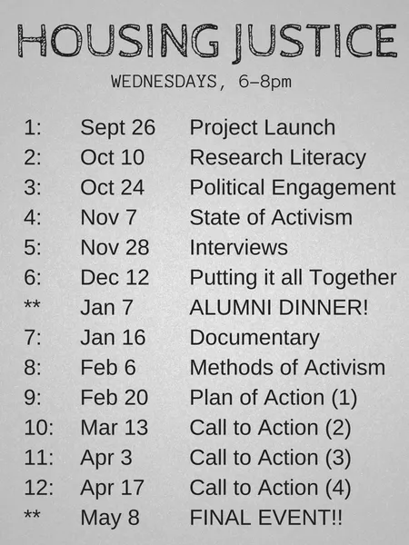 Housing Justice Schedule