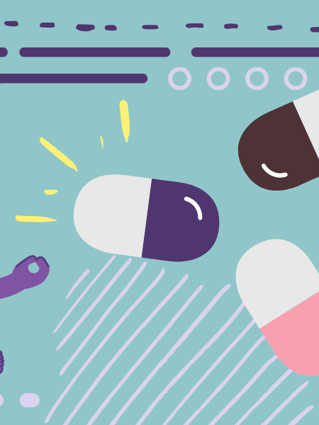 Gallery of Art Pills on green background