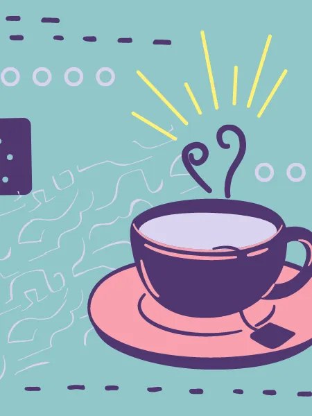tea cup on green background
