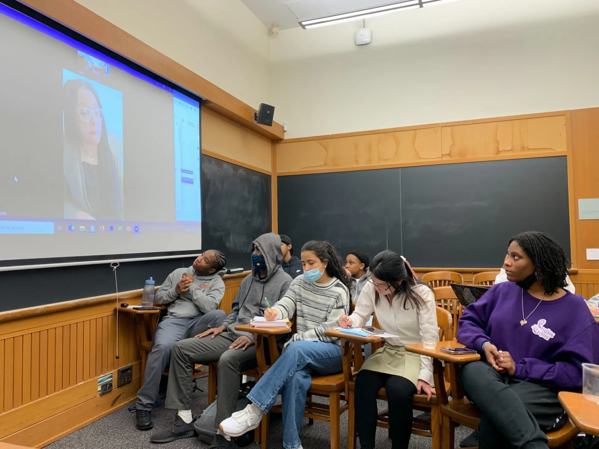 group of students in a video interview