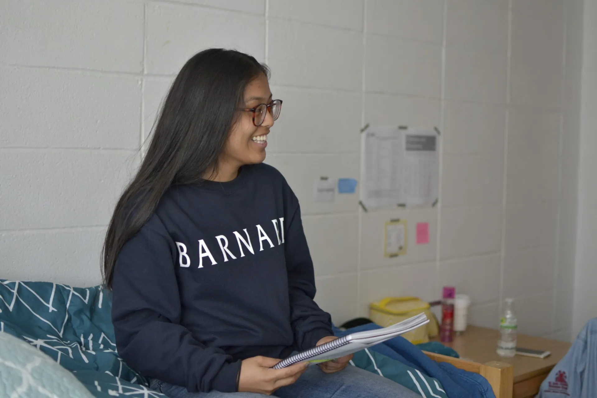 Student studying in dorm