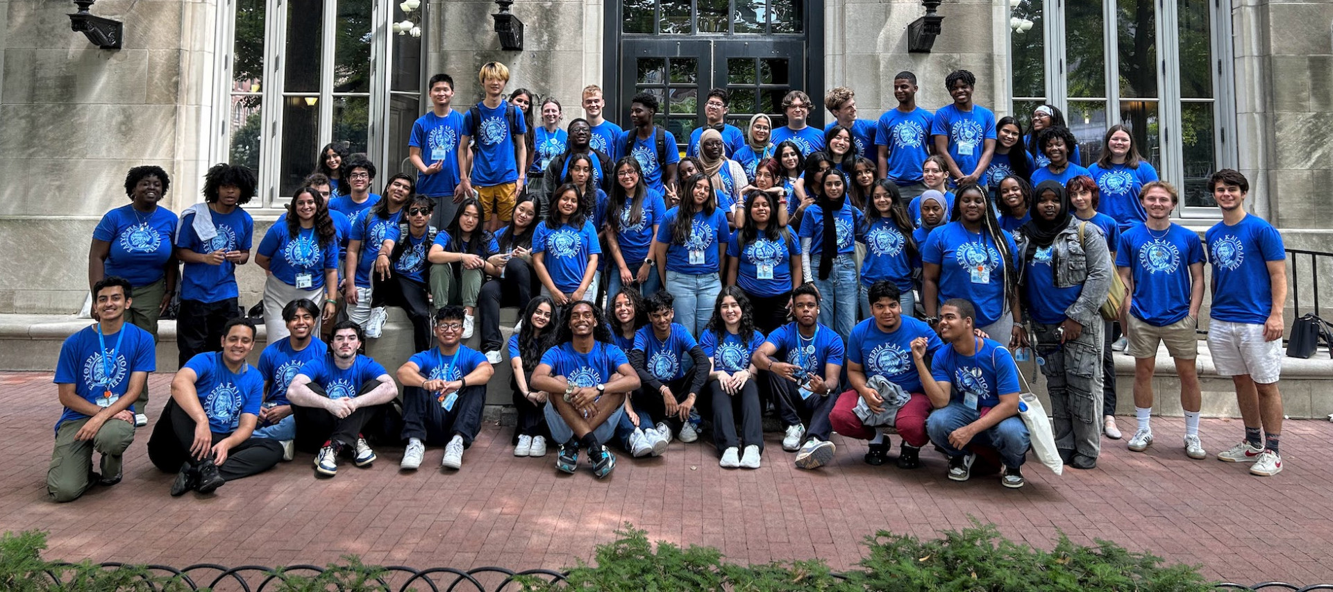 Students in front of dormitory