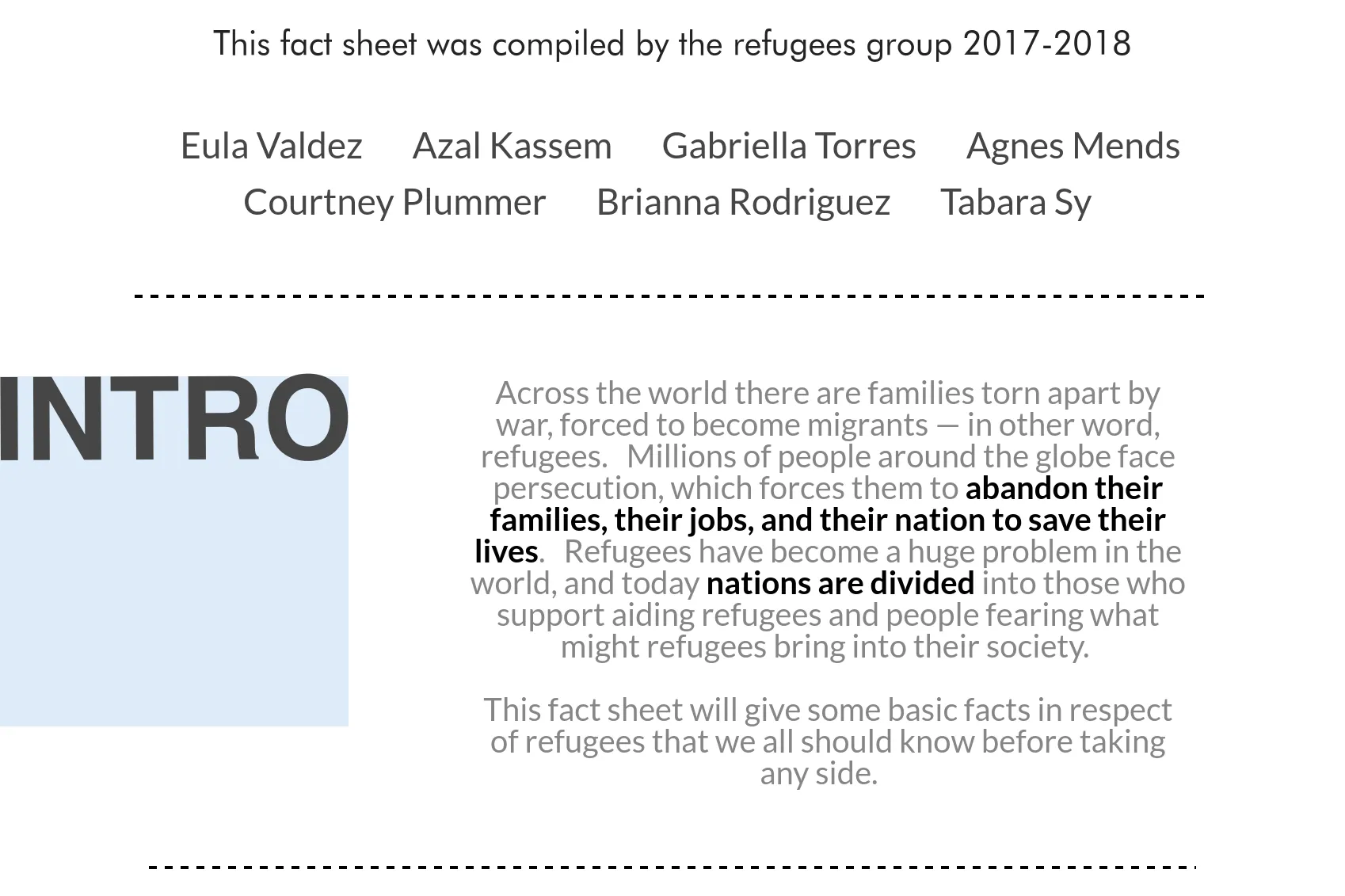 Fact Sheet on Refugees