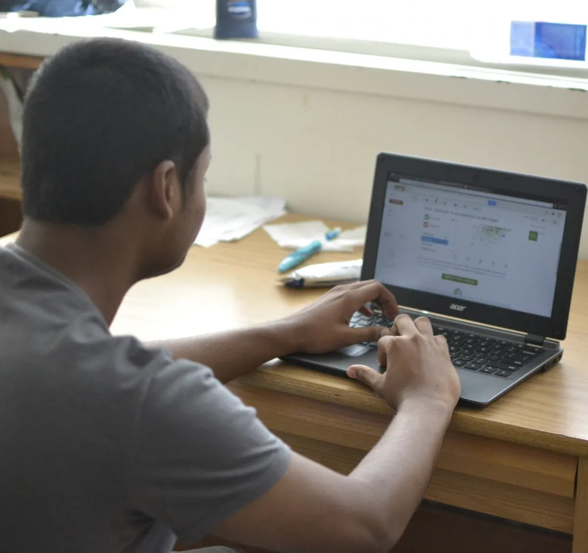 Student at computer
